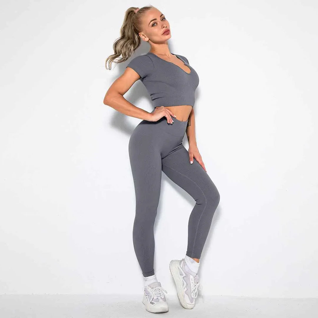 Seamless Sexy 2 Piece Active Wear Set - Women&