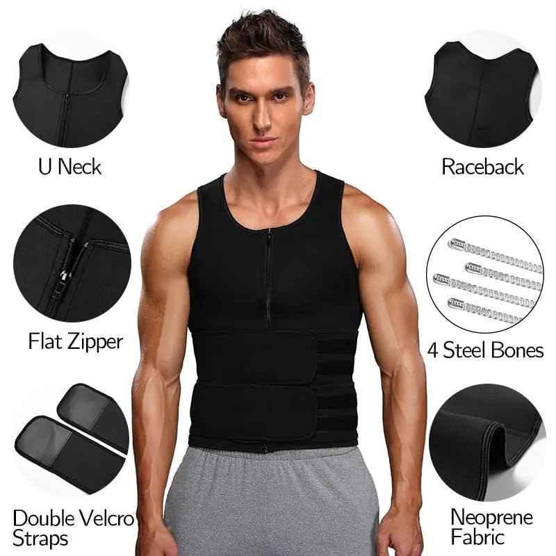 Men Waist Trainer Tank Tops Shapewear Slimming Body Shaper Compression Shirt for Weight Loss Workout Sauna Sweat Vest