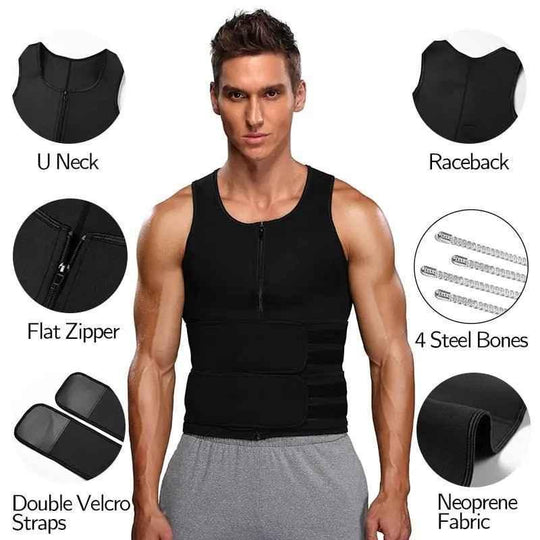 Men Waist Trainer Tank Tops Shapewear Slimming Body Shaper Compression Shirt for Weight Loss Workout Sauna Sweat Vest