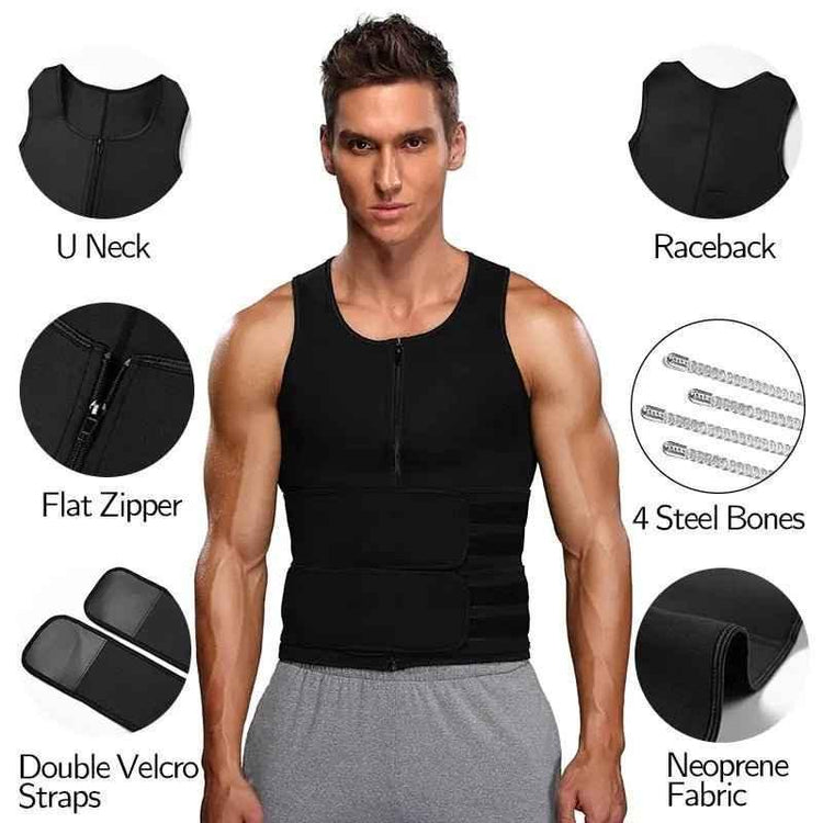 Men Waist Trainer Tank Tops Shapewear Slimming Body Shaper Compression Shirt for Weight Loss Workout Sauna Sweat Vest
