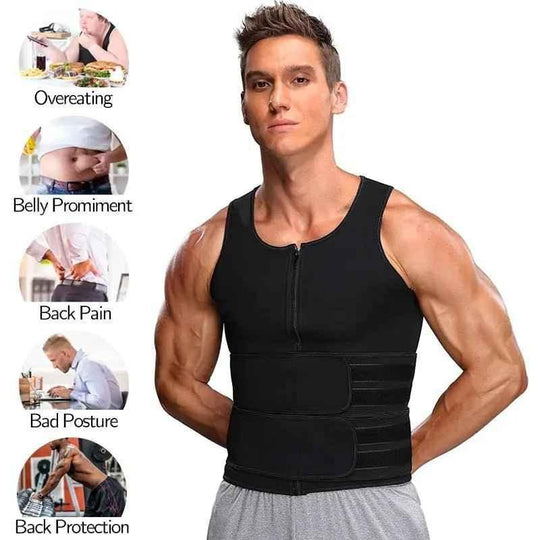 Men Waist Trainer Tank Tops Shapewear Slimming Body Shaper Compression Shirt for Weight Loss Workout Sauna Sweat Vest