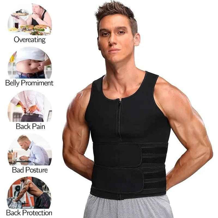 Men Waist Trainer Tank Tops Shapewear Slimming Body Shaper Compression Shirt for Weight Loss Workout Sauna Sweat Vest