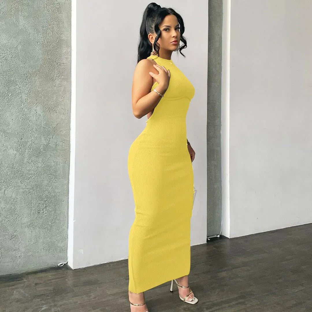 Sleeveless Backless Long Slim Fit Evening Dress for Women - Allen-Fitness