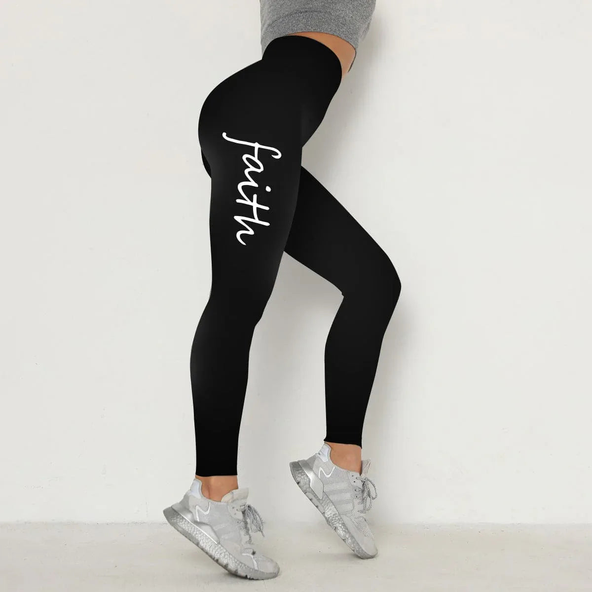 Stylish Waist Letter Printed Leggings for Women - Hip Lifting and Stretchable, Sizes S-XXXL - Allen-Fitness