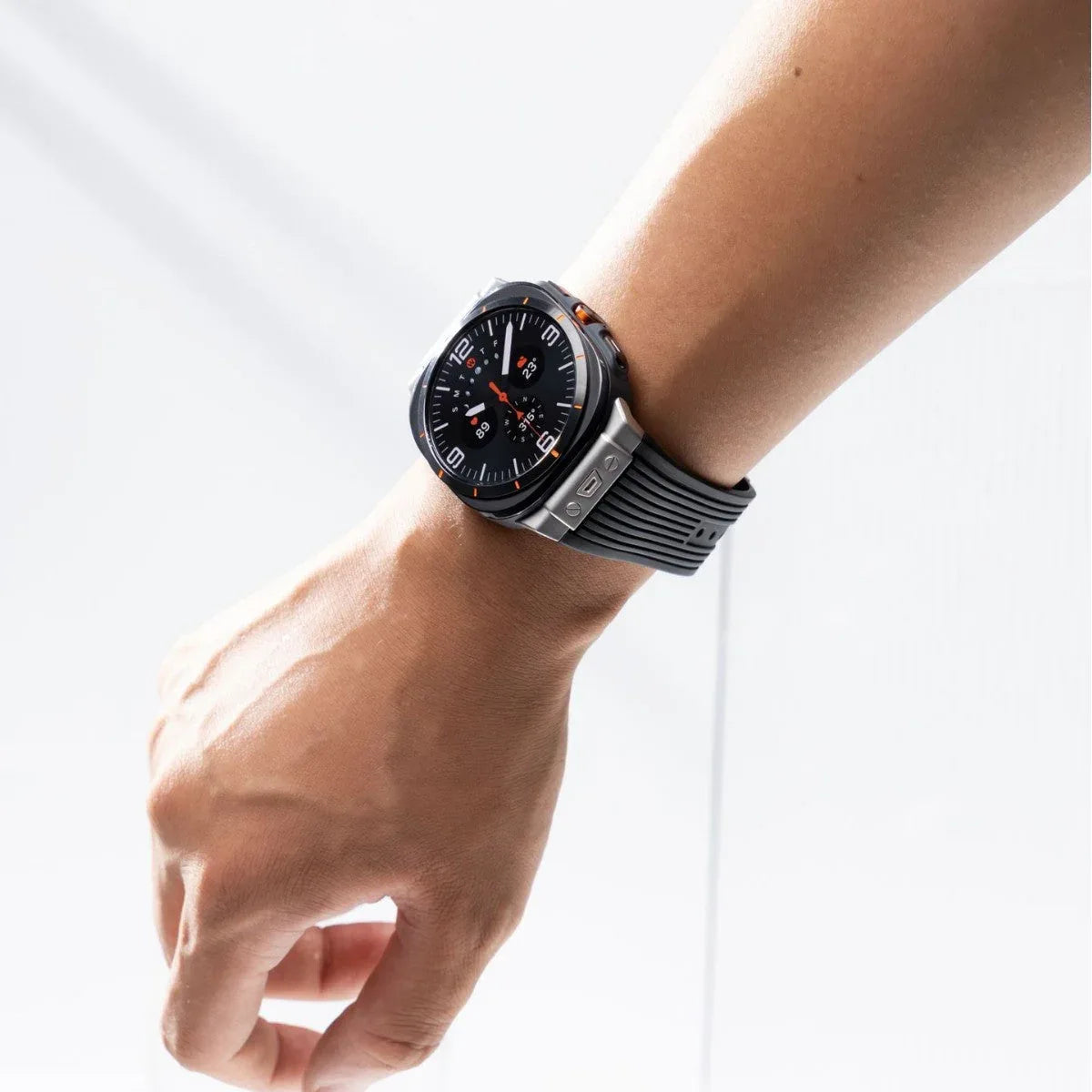 Premium Silicone Alloy Head Grain Watch Strap for Apple Watch - Stylish & Comfortable 47mm Fit - Allen-Fitness