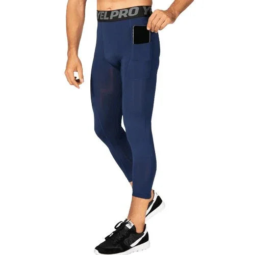 Men's 3/4 Compression Sports Leggings - Flexible Running Tights - Allen-Fitness