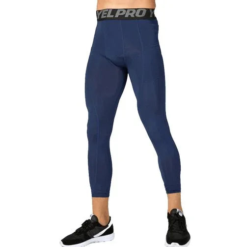 Men's 3/4 Compression Sports Leggings - Flexible Running Tights - Allen-Fitness