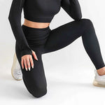 Seamless High Waist Yoga Pants with Energy Dotted Pattern - Allen-Fitness