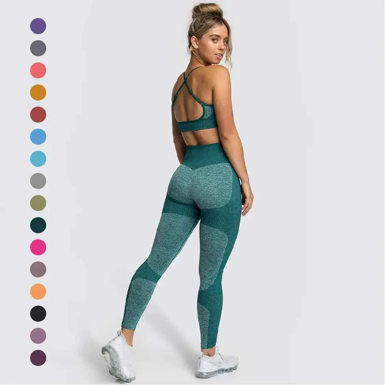 Seamless Sports Bra and High Waist Leggings Set for Women - Gym, Fitness, Running, Yoga (2 Piece Set) - Allen-Fitness