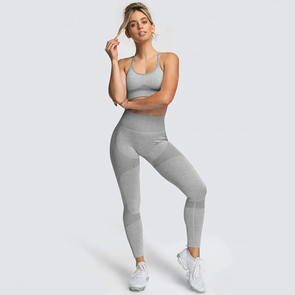 Seamless Sports Bra High Waist Leggings Workout Gym Fitness Running Yoga Sets 2 Piece Set Women - Allen-Fitness