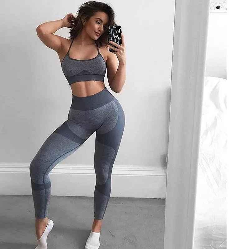 Seamless Sports Bra and High Waist Leggings Set for Women - Gym, Fitness, Running, Yoga (2 Piece Set) - Allen-Fitness