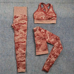3PCS Camouflage Yoga Set for Women Seamless Fitness Yoga Bra Sports Bra High Waist GYM Camo leggings Pants Fitness Suits Workout - Allen-Fitness