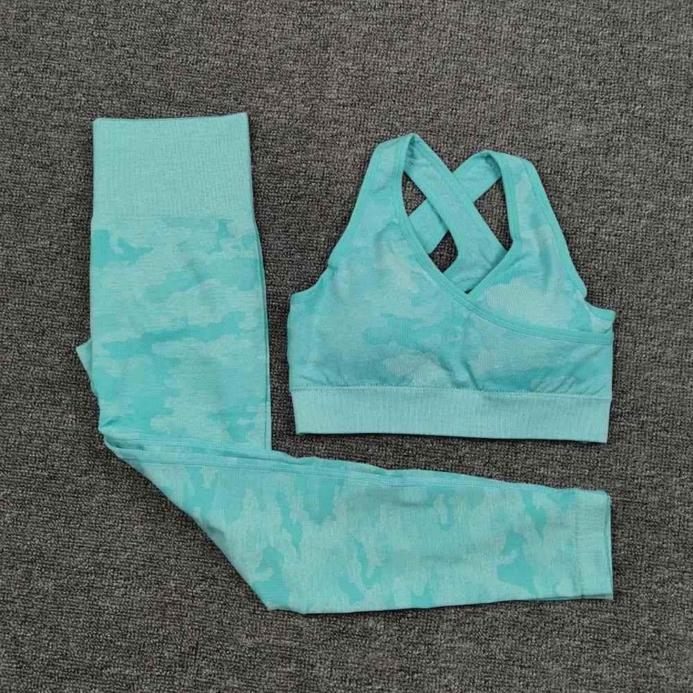 3PCS Camouflage Yoga Set for Women Seamless Fitness Yoga Bra Sports Bra High Waist GYM Camo leggings Pants Fitness Suits