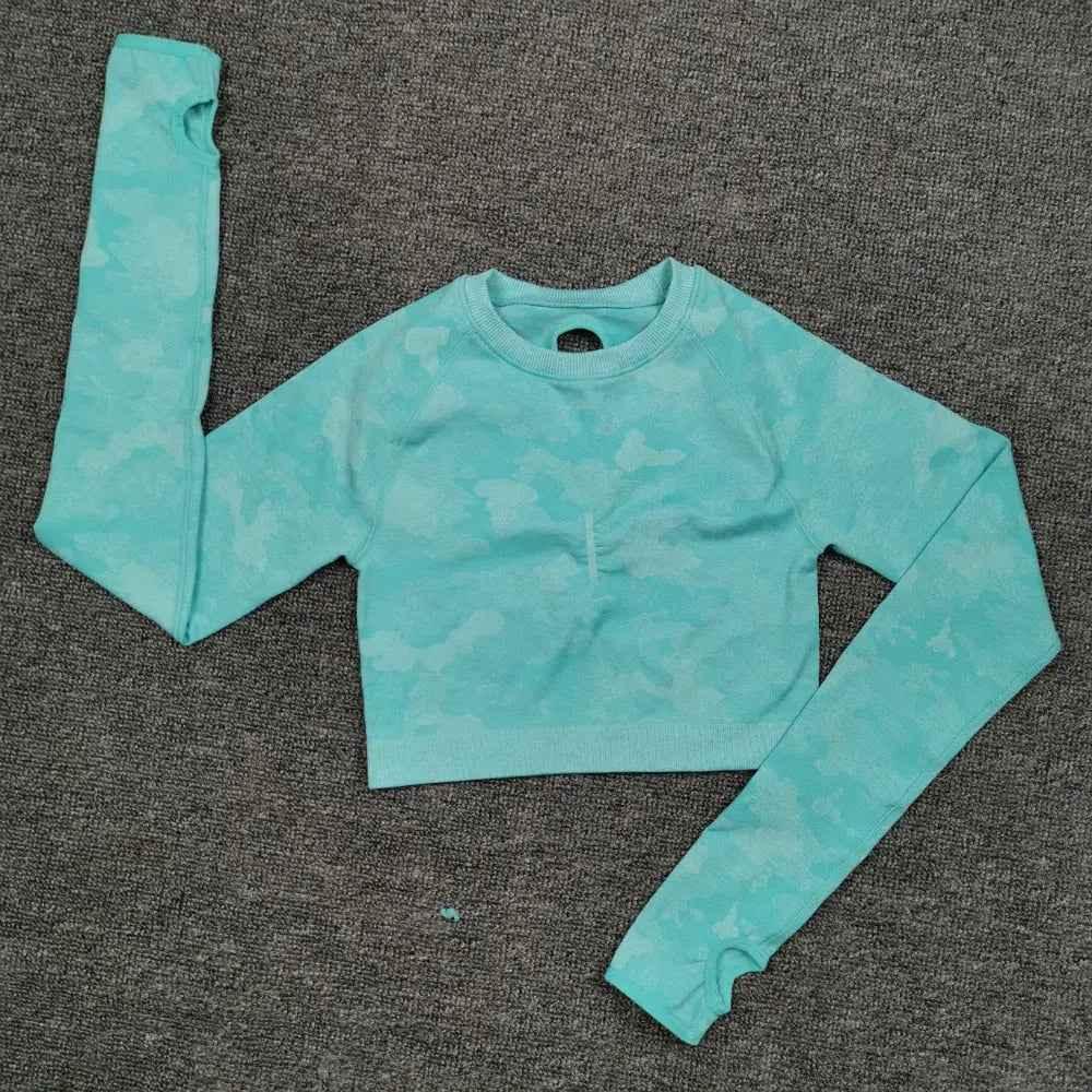 3PCS Camouflage Yoga Set for Women Seamless Fitness Yoga Bra Sports Bra High Waist GYM Camo leggings Pants Fitness Suits Workout - Allen-Fitness