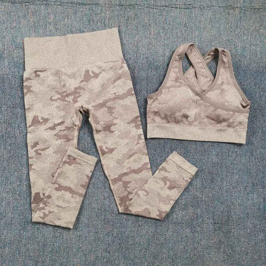 3PCS Camouflage Yoga Set for Women Seamless Fitness Yoga Bra Sports Bra High Waist GYM Camo leggings Pants Fitness Suits