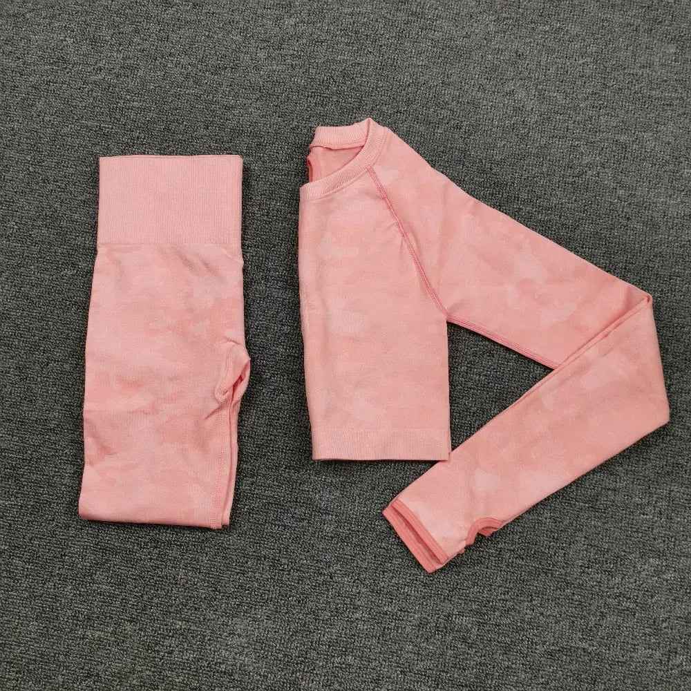 3PCS Camouflage Yoga Set for Women Seamless Fitness Yoga Bra Sports Bra High Waist GYM Camo leggings Pants Fitness Suits