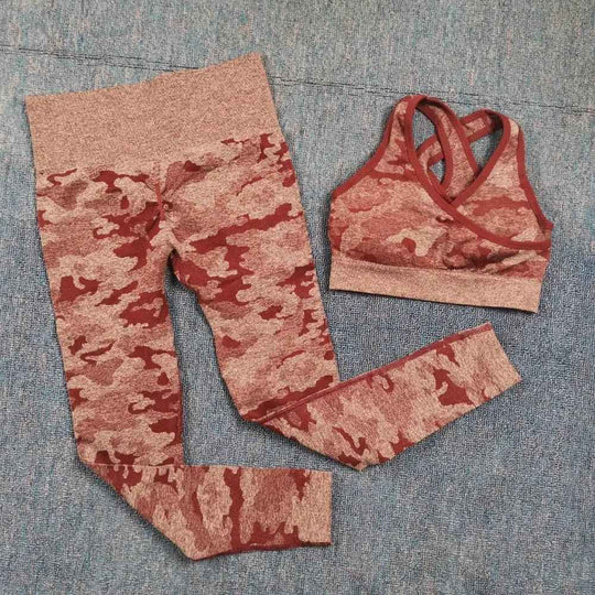 3PCS Camouflage Yoga Set for Women Seamless Fitness Yoga Bra Sports Bra High Waist GYM Camo leggings Pants Fitness Suits