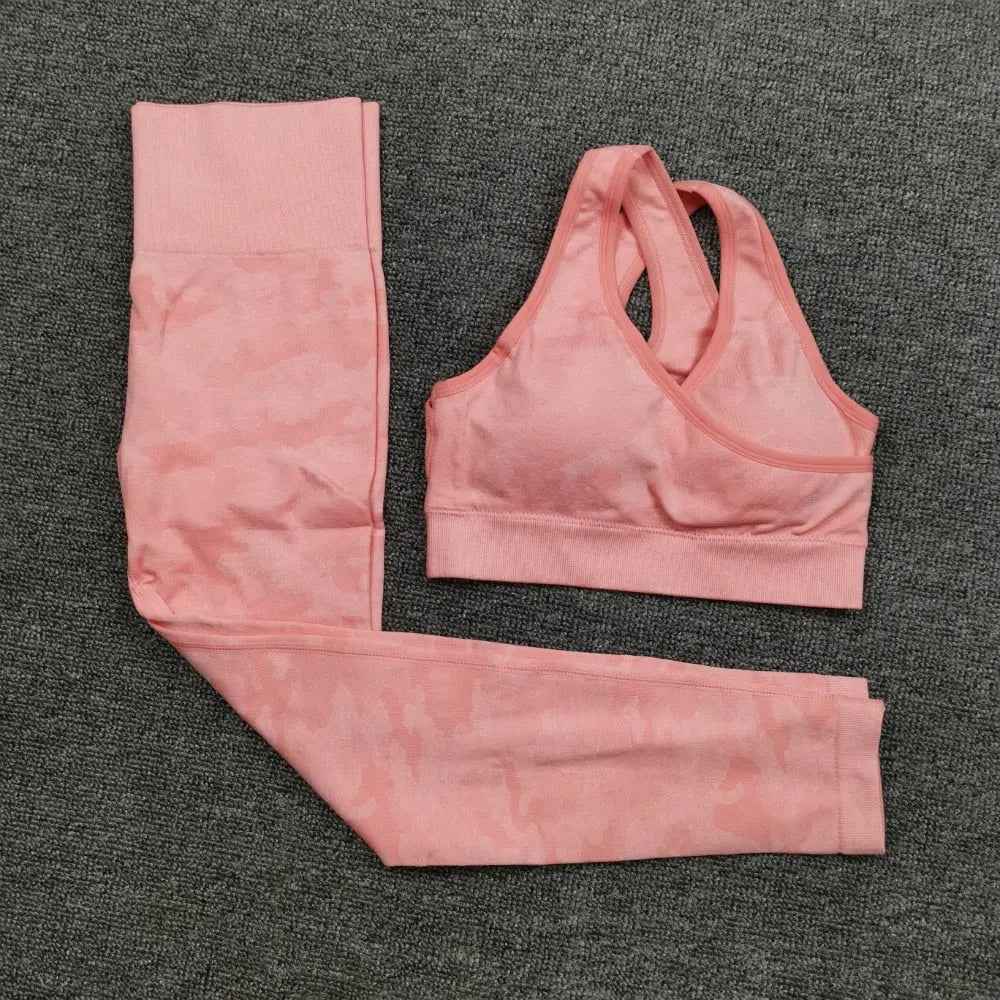 3PCS Camouflage Yoga Set for Women Seamless Fitness Yoga Bra Sports Bra High Waist GYM Camo leggings Pants Fitness Suits