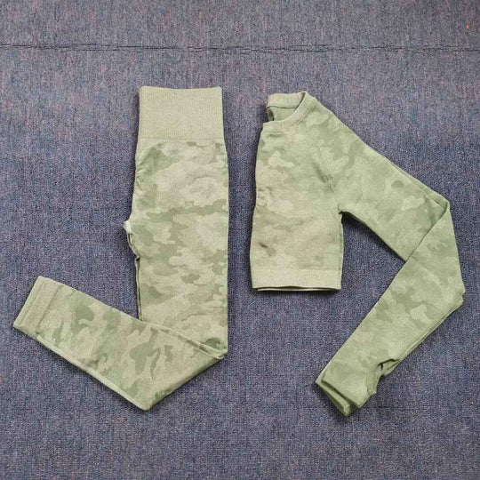 3PCS Camouflage Yoga Set for Women Seamless Fitness Yoga Bra Sports Bra High Waist GYM Camo leggings Pants Fitness Suits