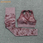 3PCS Camouflage Yoga Set for Women Seamless Fitness Yoga Bra Sports Bra High Waist GYM Camo leggings Pants Fitness Suits Workout