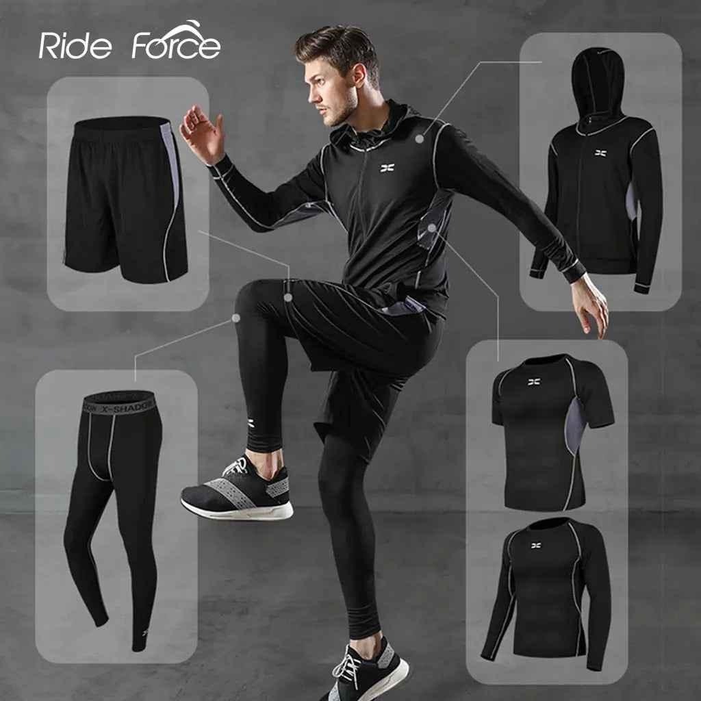 Men Gym Fitness Compression Sports Suit Clothes Running Jogging Sport Wear Exercise Workout Tights - Allen-Fitness
