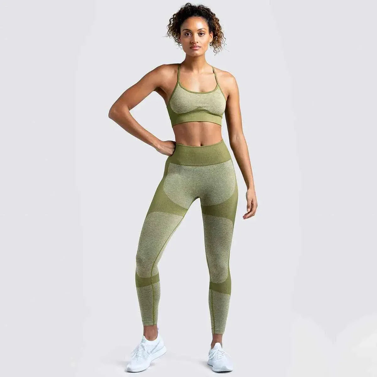 Women Seamless Activewear Fitness Gym Wear Sportswear Crop Top Leggings Yoga bra Set - Allen-Fitness