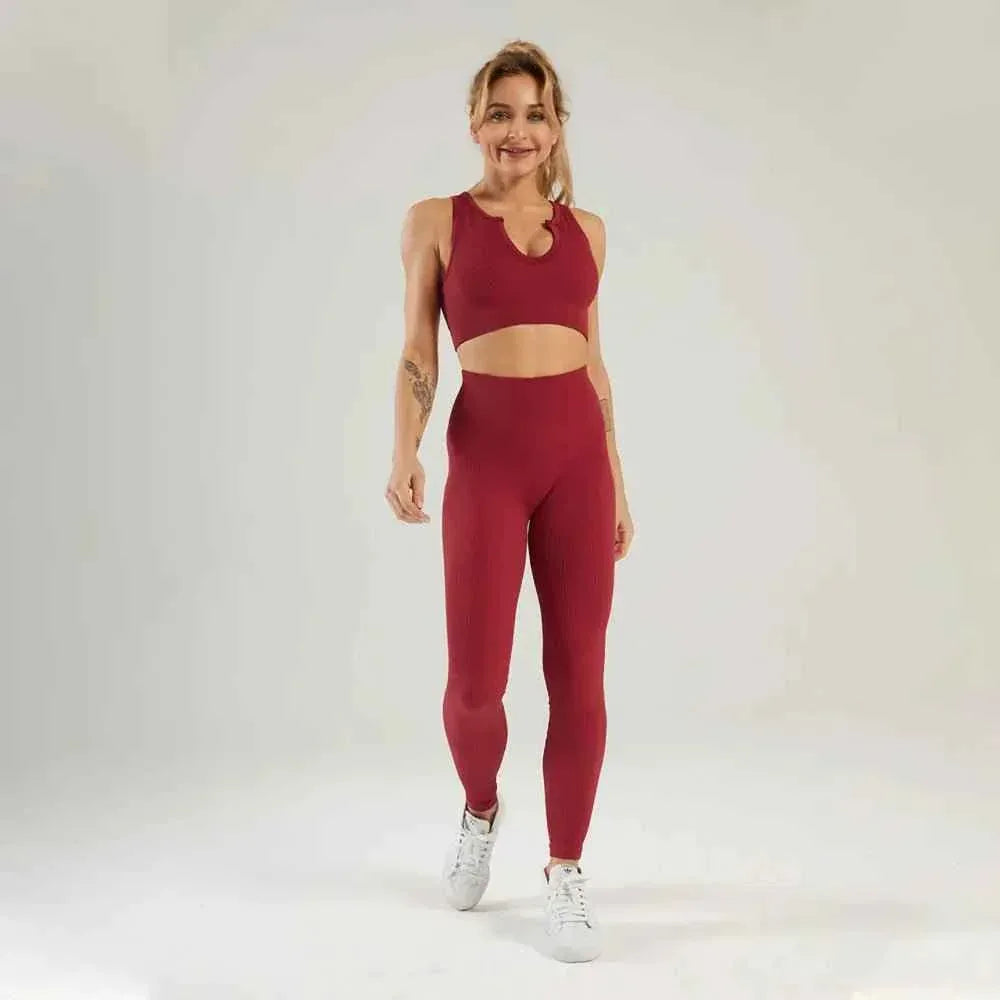 Women workout pants suit sports apparel, women & yoga clothing, and home wear clothes. Activewear seamless yoga gym fitness set - Allen-Fitness