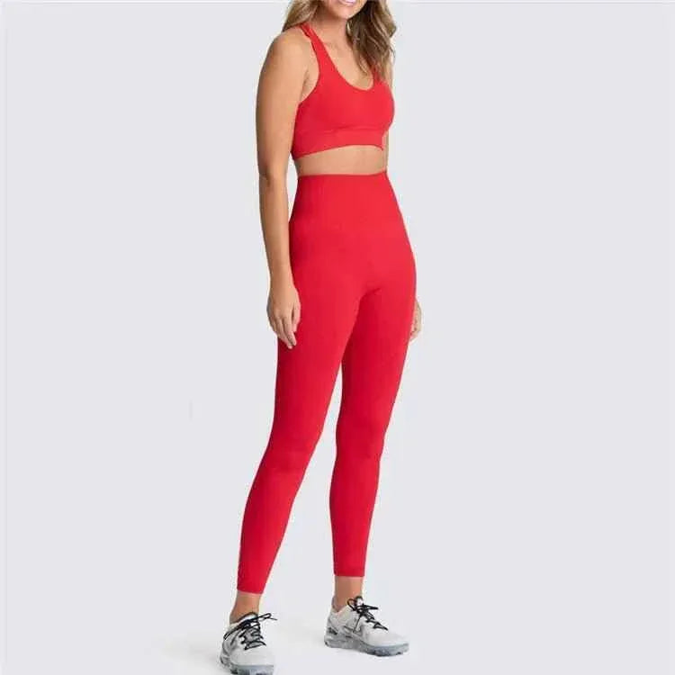 Womens Gym Clothing Set - Crop Top &amp; Leggings Workout Apparel - Allen-Fitness