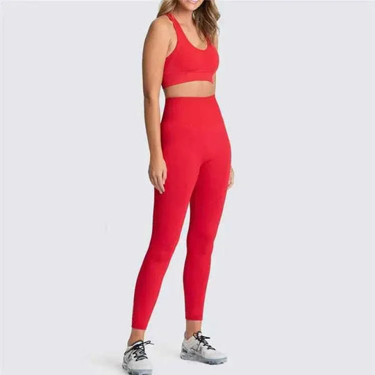 Womens Gym Clothing Set - Crop Top &amp; Leggings Workout Apparel - Allen-Fitness