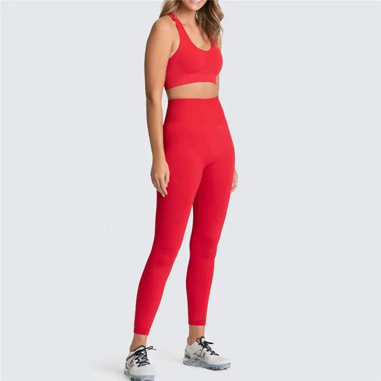 Womens Athletic Fitness Clothing Gym Sports Wear Workout Crop Top Yoga Apparel 2 Piece Set Women - Allen-Fitness