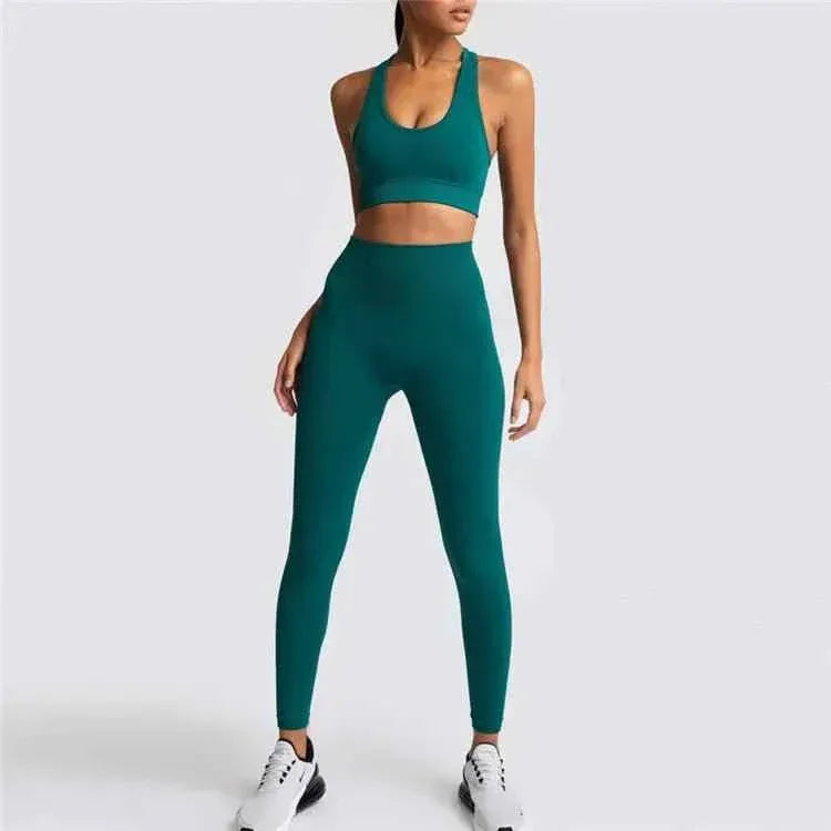 Womens Gym Clothing Set - Crop Top &amp; Leggings Workout Apparel - Allen-Fitness