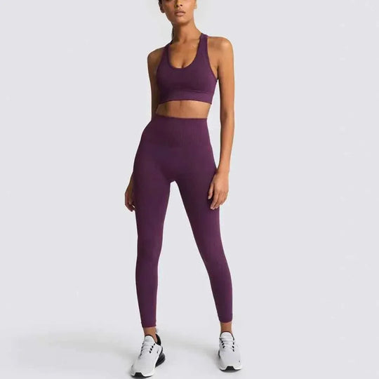 Womens Gym Clothing Set - Crop Top &amp; Leggings Workout Apparel - Allen-Fitness