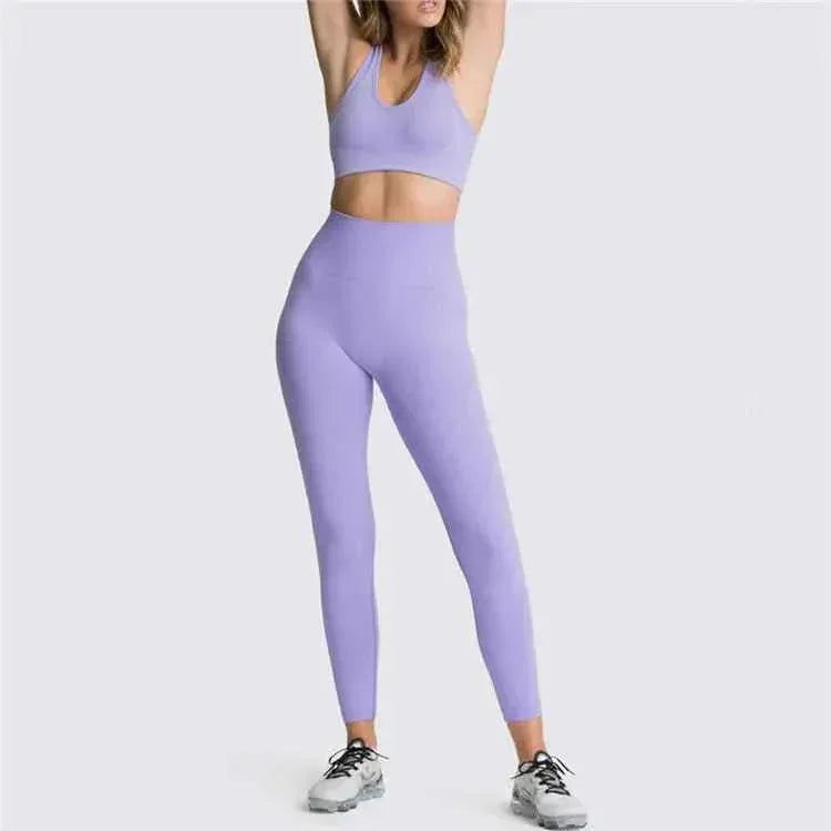 Womens Gym Clothing Set - Crop Top &amp; Leggings Workout Apparel - Allen-Fitness