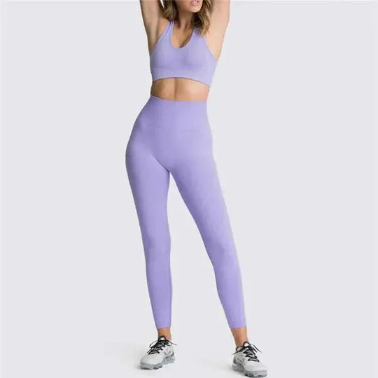 Womens Gym Clothing Set - Crop Top &amp; Leggings Workout Apparel - Allen-Fitness