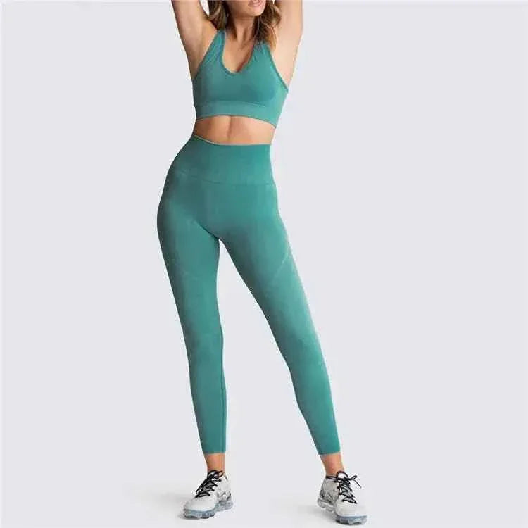 Womens Gym Clothing Set - Crop Top &amp; Leggings Workout Apparel - Allen-Fitness