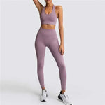 Womens Gym Clothing Set - Crop Top & Leggings Workout Apparel - Allen-Fitness