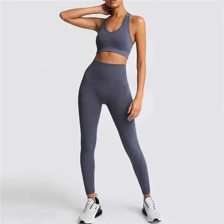 Womens Gym Clothing Set - Crop Top &amp; Leggings Workout Apparel - Allen-Fitness