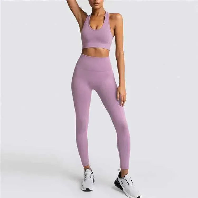 Womens Gym Clothing Set - Crop Top &amp; Leggings Workout Apparel - Allen-Fitness