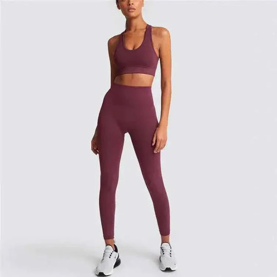 Womens Gym Clothing Set - Crop Top &amp; Leggings Workout Apparel - Allen-Fitness