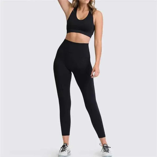 Womens Gym Clothing Set - Crop Top &amp; Leggings Workout Apparel - Allen-Fitness