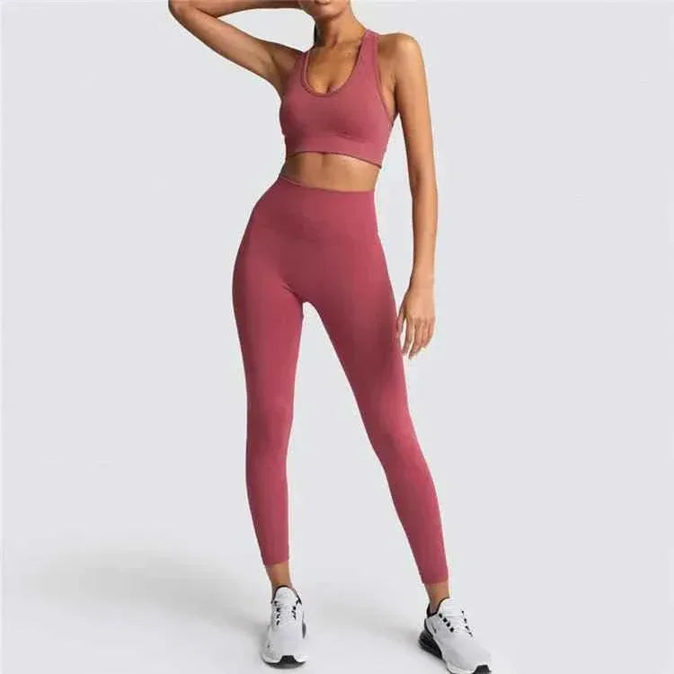 Womens Gym Clothing Set - Crop Top &amp; Leggings Workout Apparel - Allen-Fitness