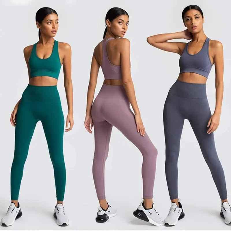 Womens Gym Clothing Set - Crop Top &amp; Leggings Workout Apparel - Allen-Fitness