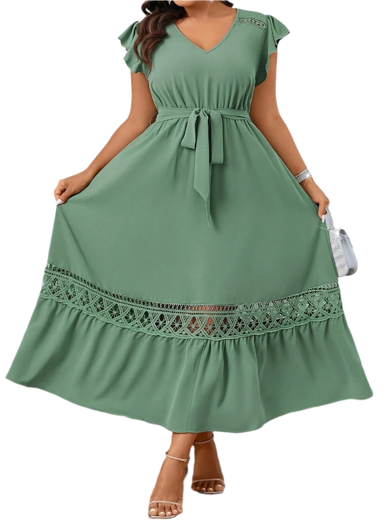 Front view of the Fashion Casual Temperament Dress in solid color, showcasing its modern and sophisticated design.