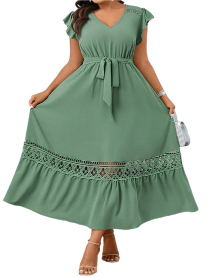 Front view of the Fashion Casual Temperament Dress in solid color, showcasing its modern and sophisticated design.