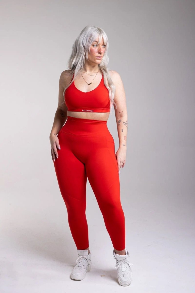 Active Red Leggings with Pockets - Allen - Fitness