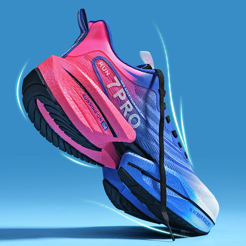 Men's And Women's Couple Running Shoes Breathable on a path, ideal for outdoor running and leisure activities.