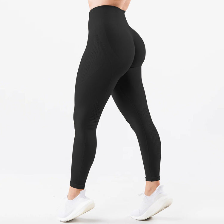 Amazon Seamless Jacquard Tight Yoga Pants Women's Super Soft Hand-feel Body-fit Cationic Cropped Pants Fitness Pants - Premium Fitness & Activewear