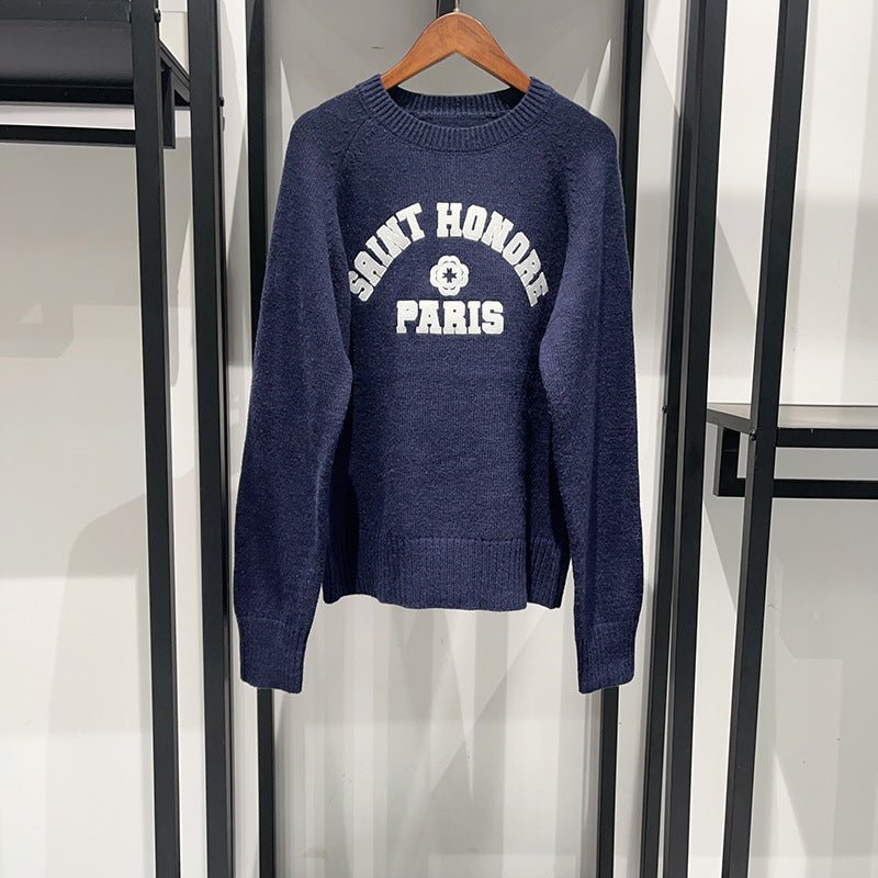 Autumn and winter casual English letter embroidery round neck pullover long sleeved knitted sweater - Premium Fitness &amp; Activewear for Men &amp; Women|UK