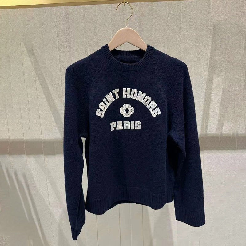 Autumn and winter casual English letter embroidery round neck pullover long sleeved knitted sweater - Premium Fitness &amp; Activewear for Men &amp; Women|UK