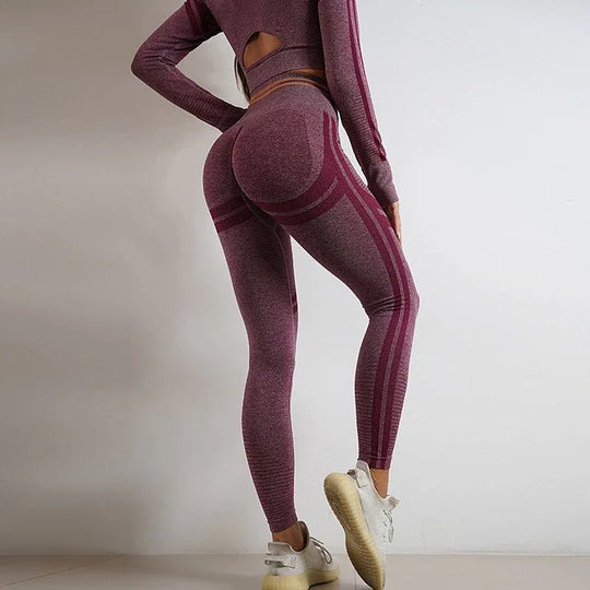 Seamless Yoga Pants Peach Hip Autumn And Winter Sports Bodybuilding Pants Top Suit - Allen-Fitness